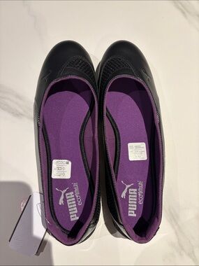 Puma Black Slip-On Flats with Purple Insole